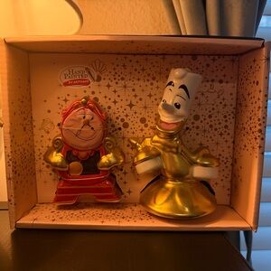 Disney Gold and Red Lumière & Cogsworth Decor